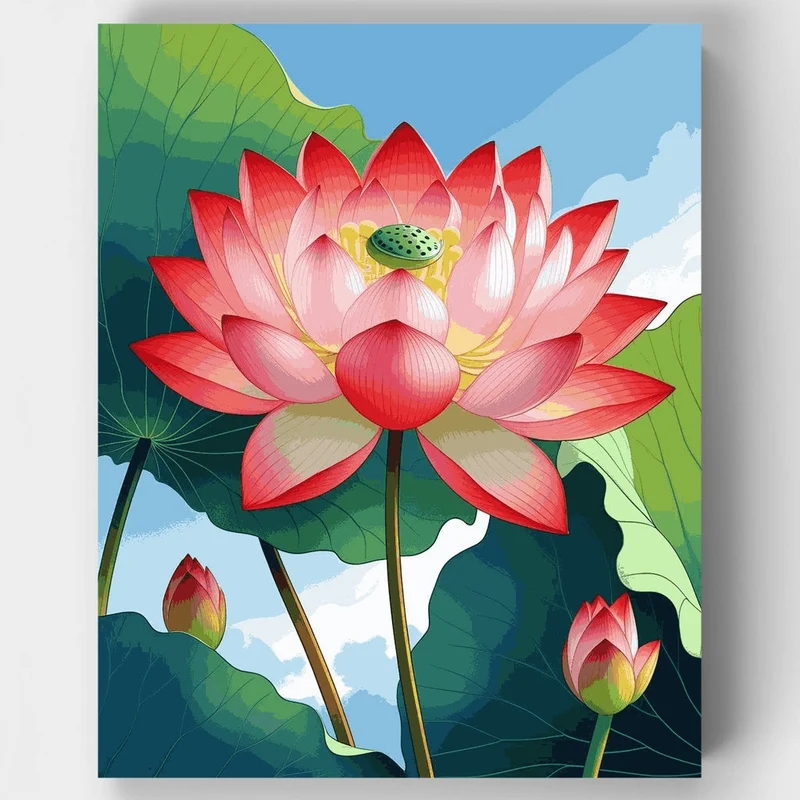 Blooming Lotus Pond - Paint by Numbers Kit