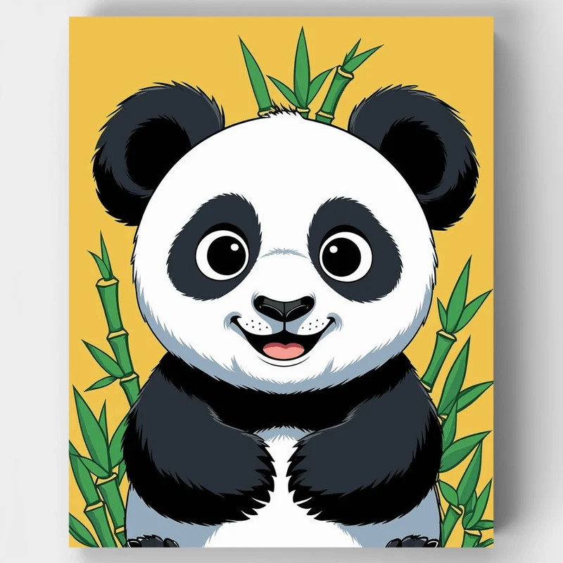 Happy Panda with Bamboo - Paint by Numbers Kit