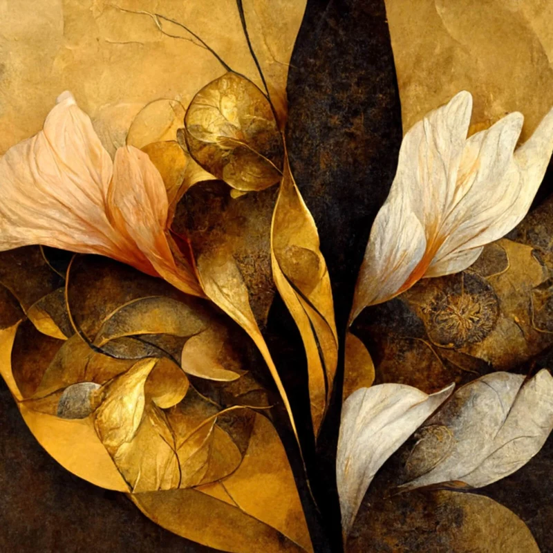 Leinwandbild Edle herbstliche Blumenblätter Quadrat