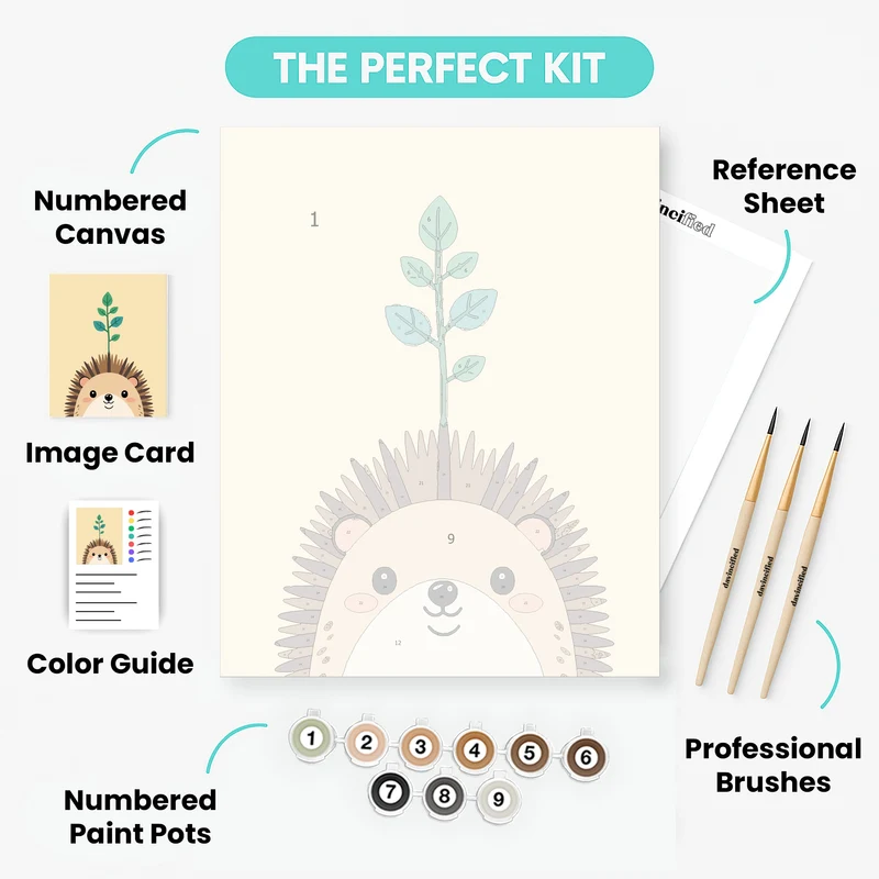 Cute Hedgehog with Plant - Paint by Numbers Kit