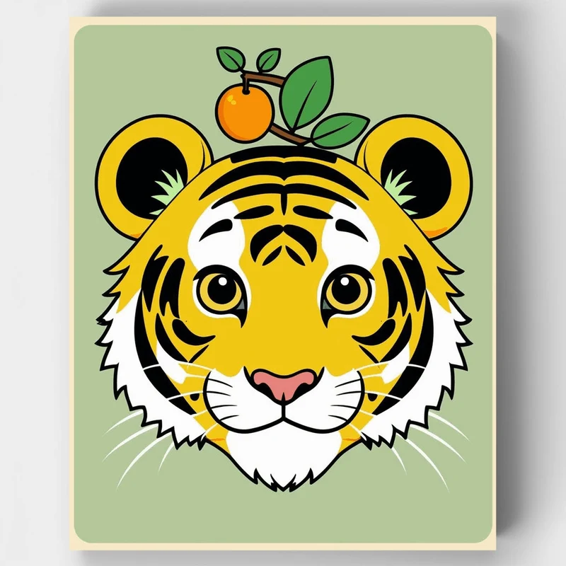 Cute Tiger with Orange - Paint by Numbers Kit
