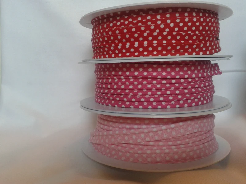 Paspelband 10mm pink mit Punkten