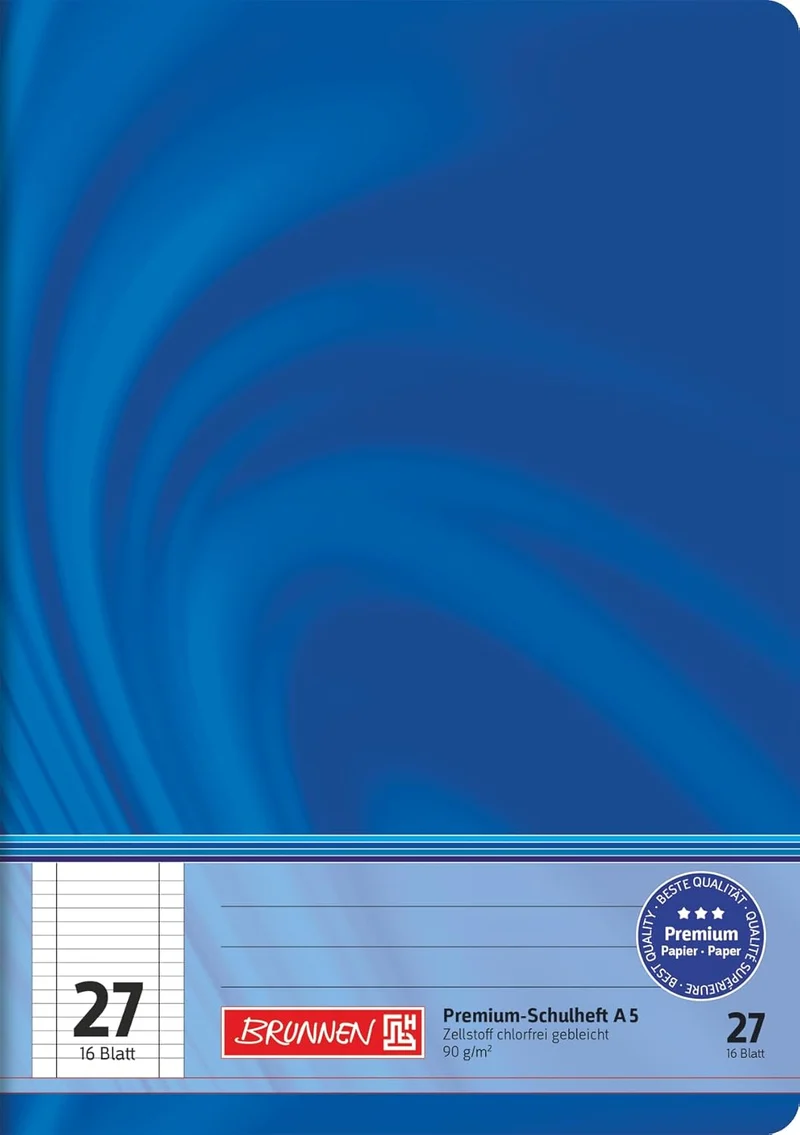 BRUNNEN Schulheft A5 Lineatur 27 liniert, 16 Blatt – Vivendi
