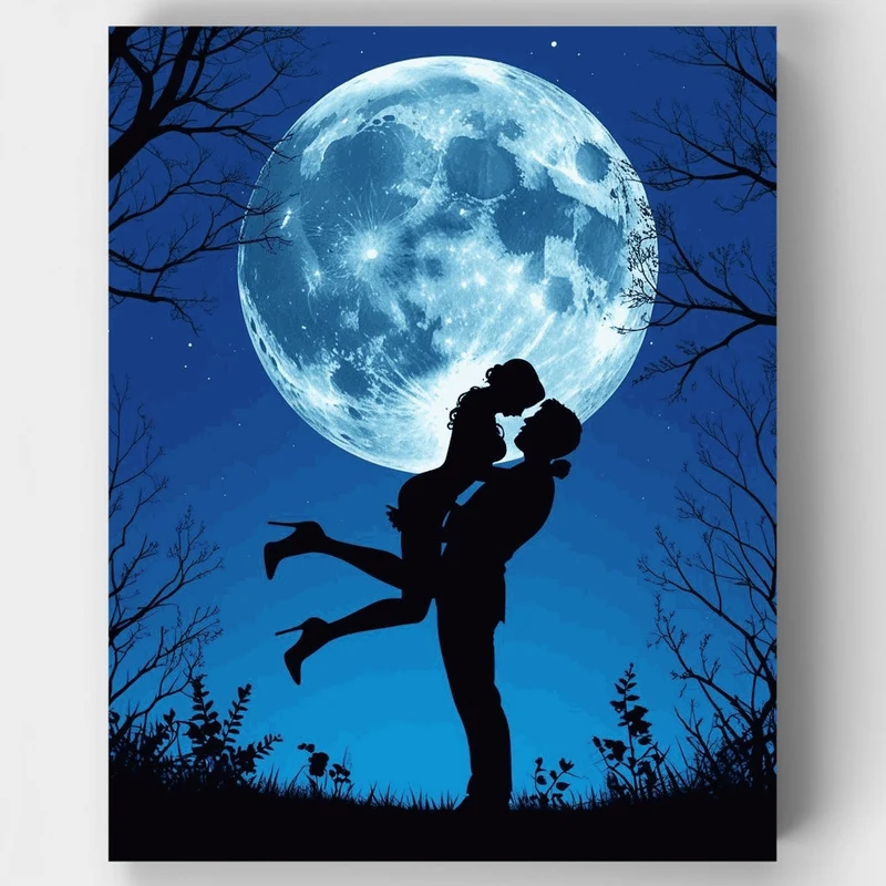 Moonlight Kiss Under the Full Moon - Paint by Numbers Kit