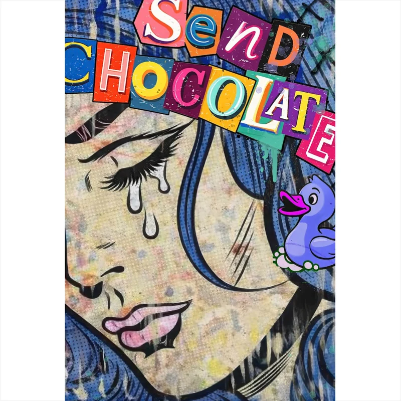 Spannrahmenbild Tränen Frau Send Chocolate Hochformat