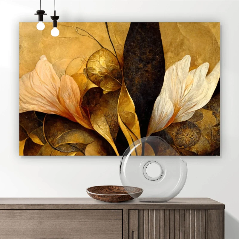 Poster Edle herbstliche Blumenblätter Querformat