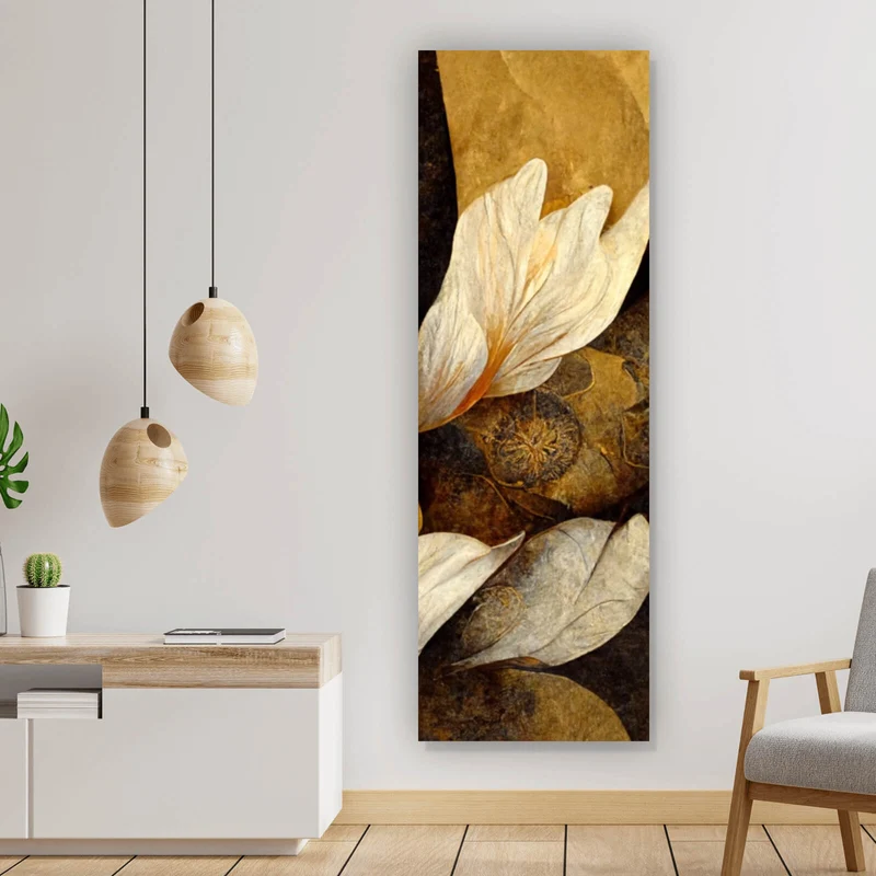 Spannrahmenbild Edle herbstliche Blumenblätter Panorama Hoch