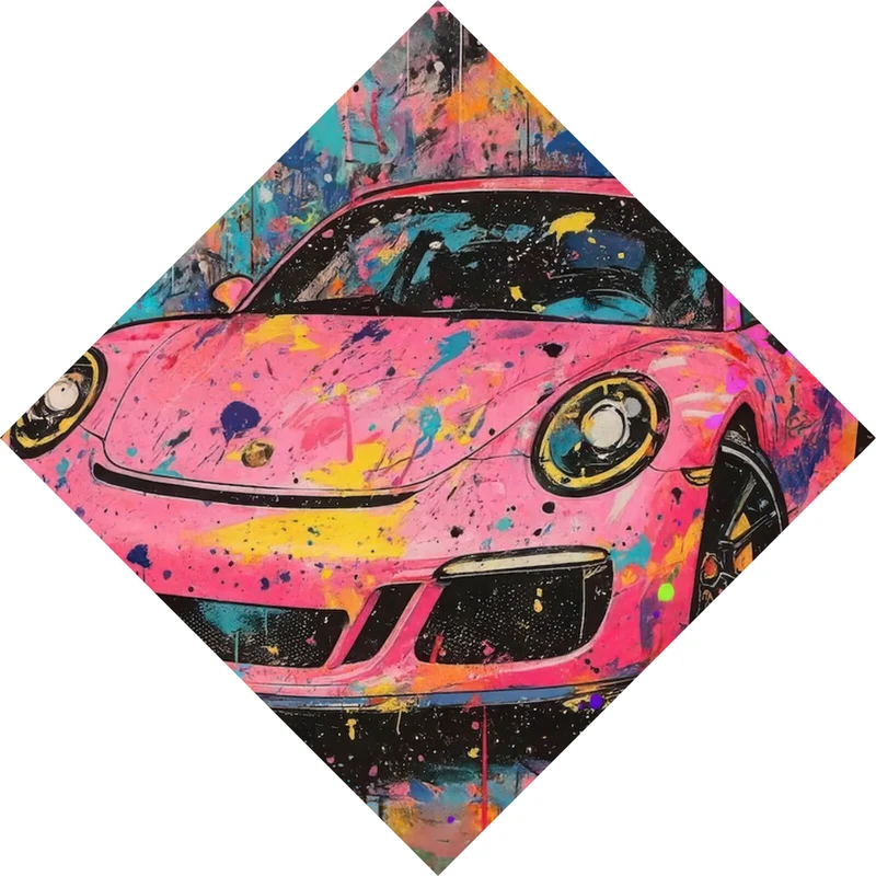 Poster Moderner Sportwagen Graffiti Raute