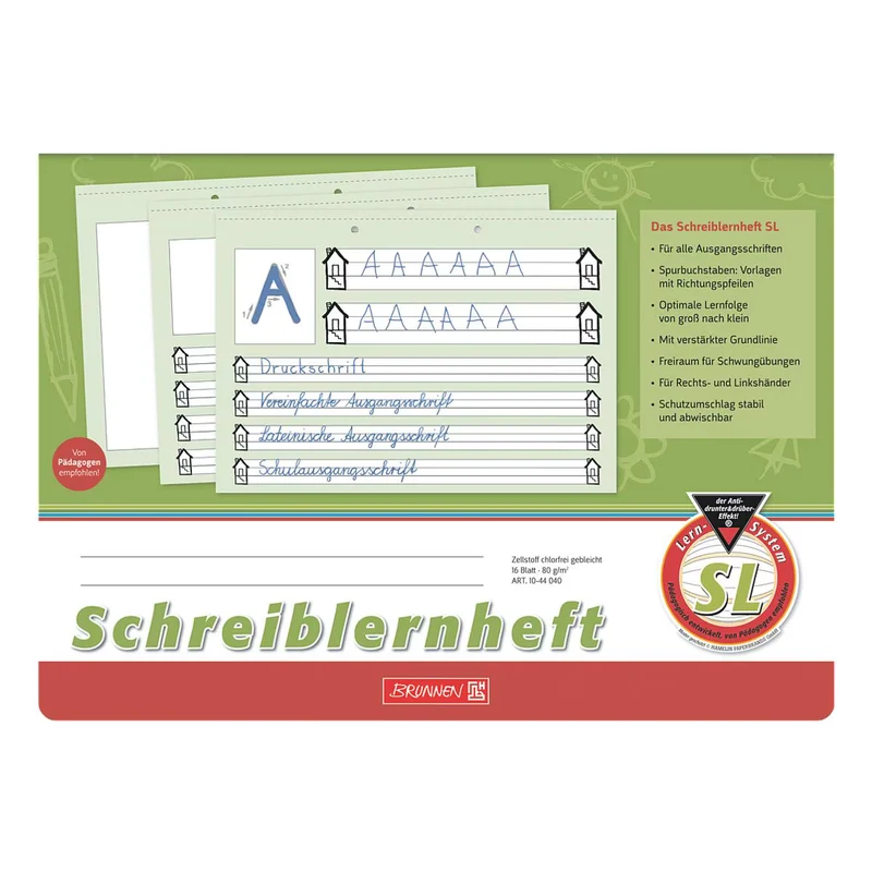 BRUNNEN Schreiblernheft A4 quer Lineatur SL, 16 Blatt