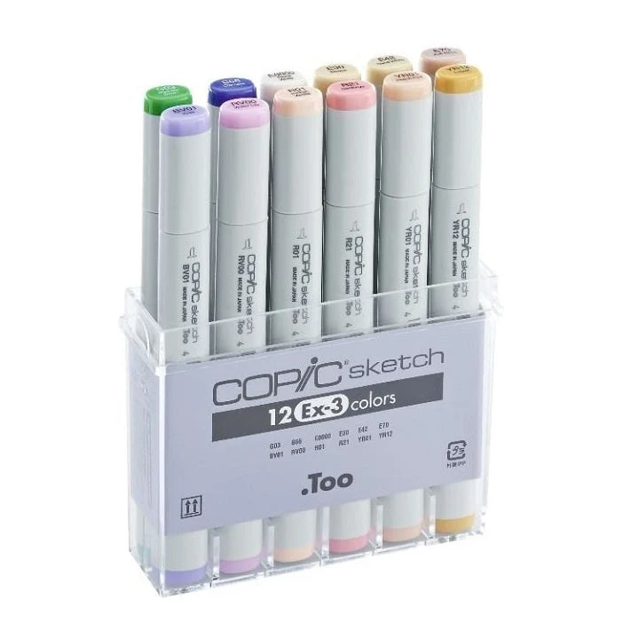 COPIC Sketch Ex-3 Markers, Set of 12