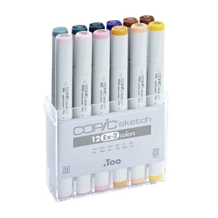 COPIC Sketch Ex-2 Markers, Set of 12