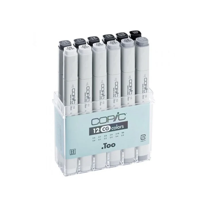COPIC Classic Gray Colors Markers, Set of 12
