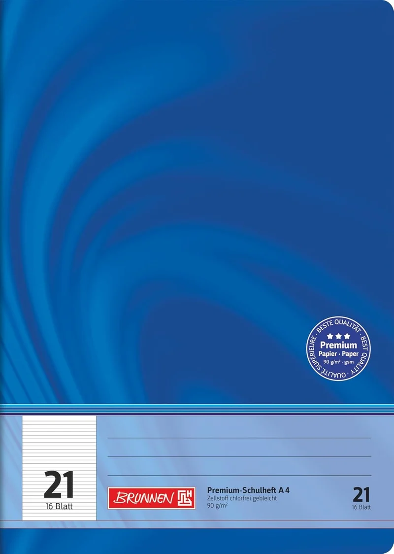BRUNNEN Schulheft A4 Lineatur 21 liniert, 16 Blatt – Vivendi