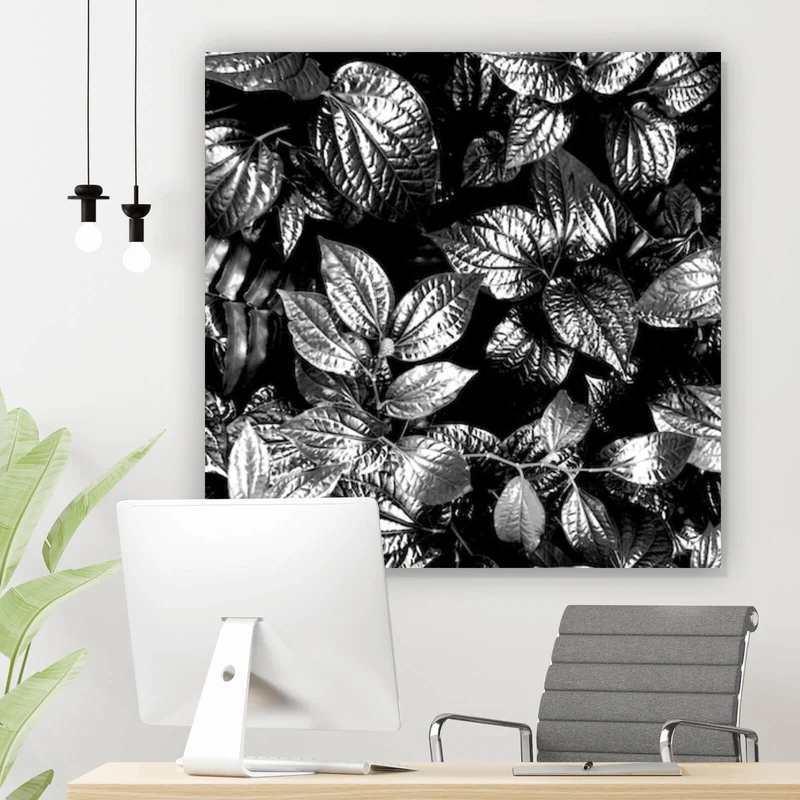 Aluminiumbild gebürstet Blätterwald Quadrat