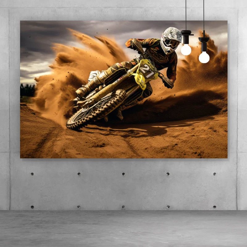 Acrylglasbild Dynamisches Motocross in vollem Schwung Querformat