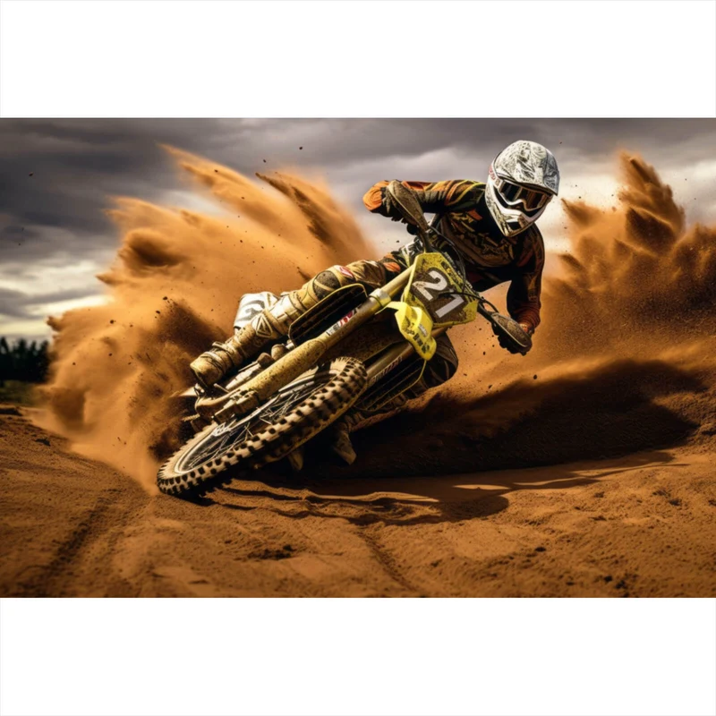 Acrylglasbild Dynamisches Motocross in vollem Schwung Querformat