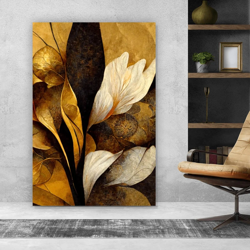 Poster Edle herbstliche Blumenblätter Hochformat