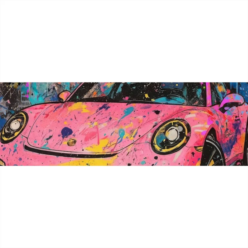 Leinwandbild Moderner Sportwagen Graffiti Panorama