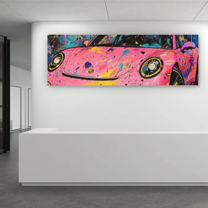 Poster Moderner Sportwagen Graffiti Panorama