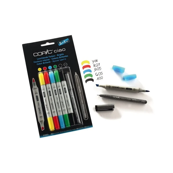 COPIC Ciao Bright Tones Markers, Set of 5+1