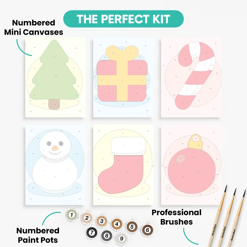 Christmas Holiday Icons - Mini Paint by Numbers Set