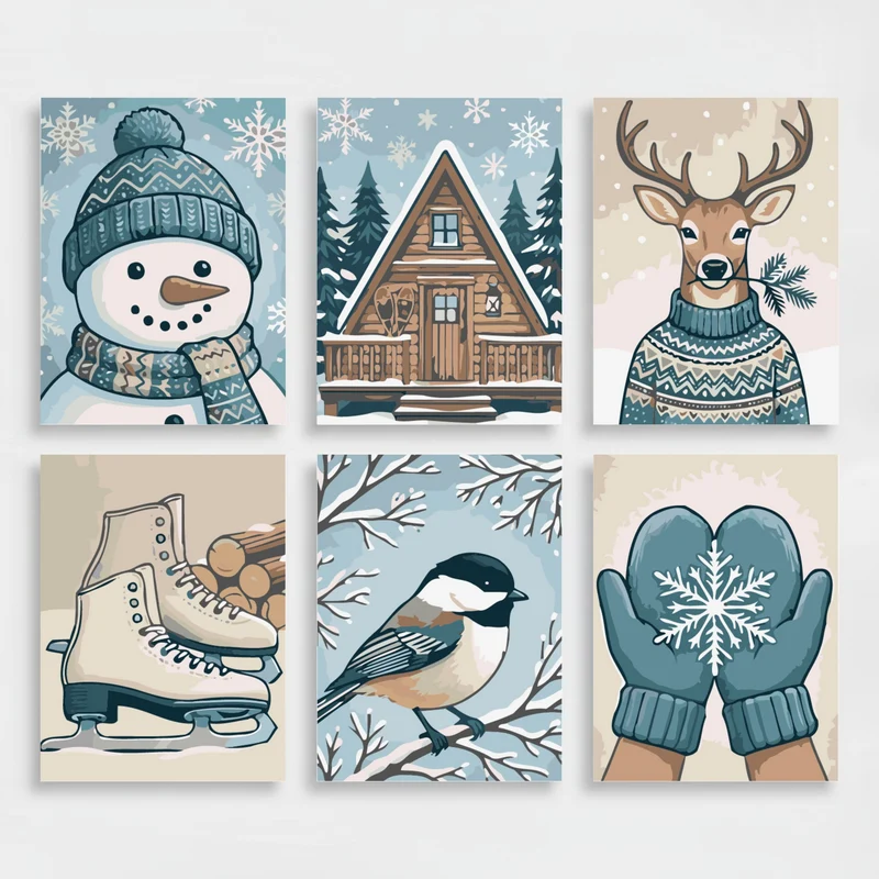 Cozy Winter Wonderland - Mini Paint by Numbers Set