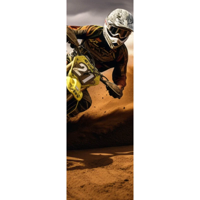 Spannrahmenbild Dynamisches Motocross in vollem Schwung Panorama Hoch