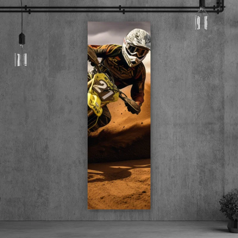 Poster Dynamisches Motocross in vollem Schwung Panorama Hoch