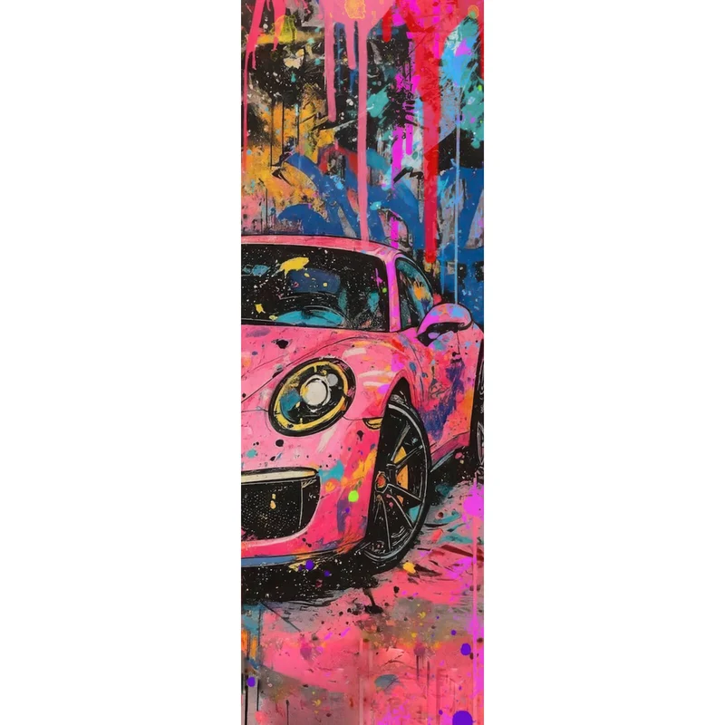 Leinwandbild Moderner Sportwagen Graffiti Panorama Hoch