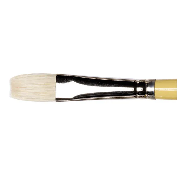 Winsor and Newton - Artists' Hog Short Flat-Bright Long Handle Brush - No. 8