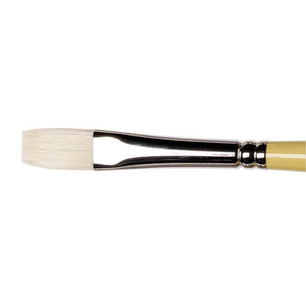 Winsor and Newton - Artists' Hog Short Flat-Bright Long Handle Brush - No. 6