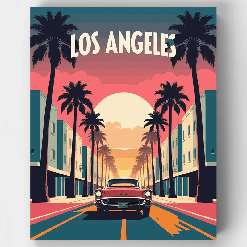 Los Angeles Retro Cruise - Paint by Numbers Kit