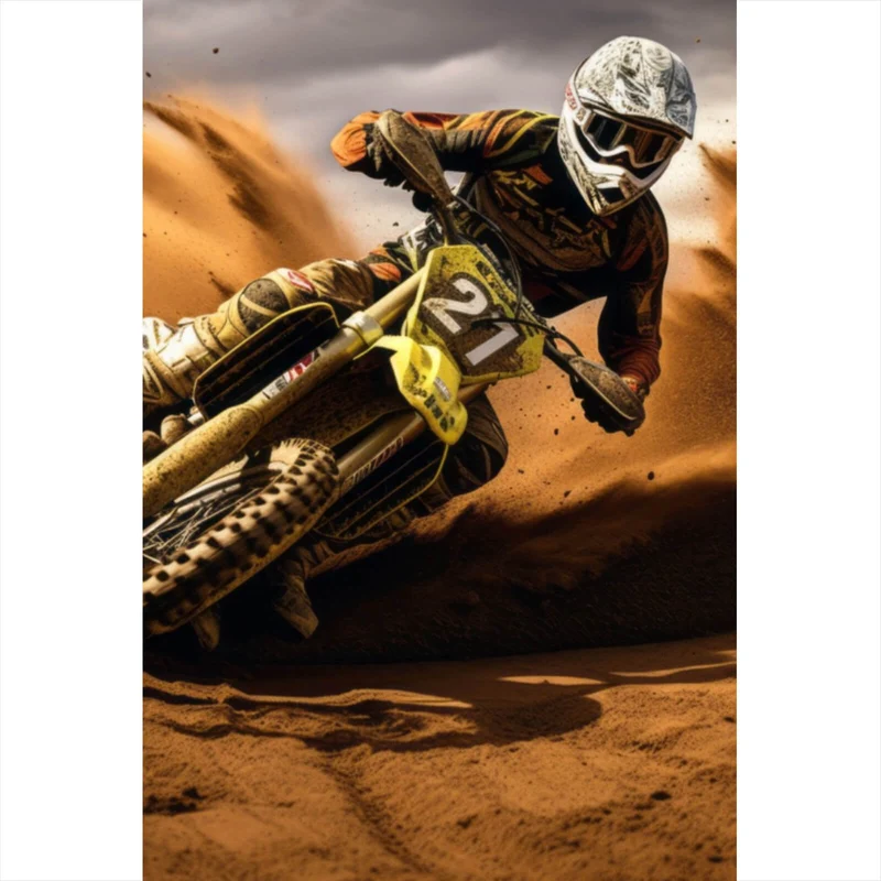 Poster Dynamisches Motocross in vollem Schwung Hochformat