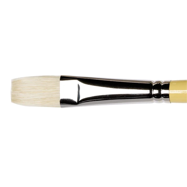 Winsor and Newton - Artists' Hog Short Flat-Bright Long Handle Brush - No. 12