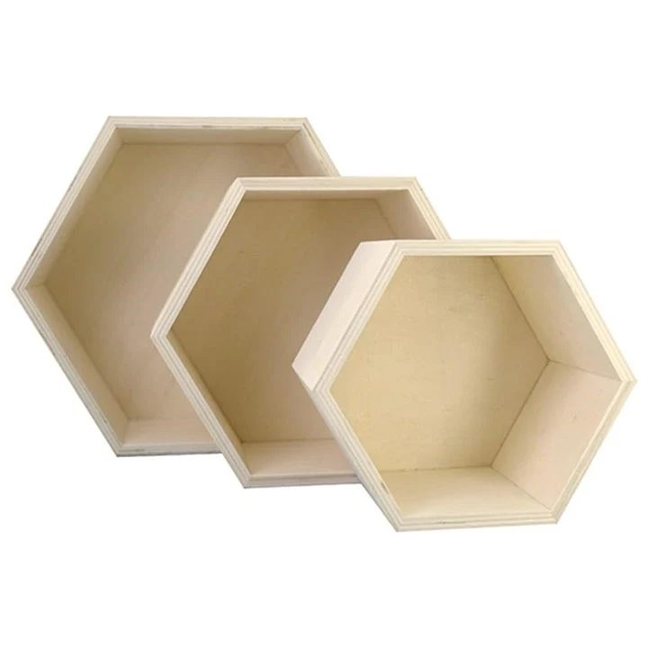Kreul Hexagonal Wooden Boxes, Set of 3