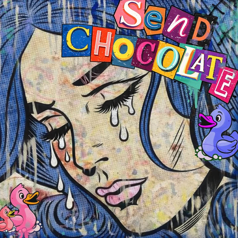 Acrylglasbild Tränen Frau Send Chocolate Quadrat