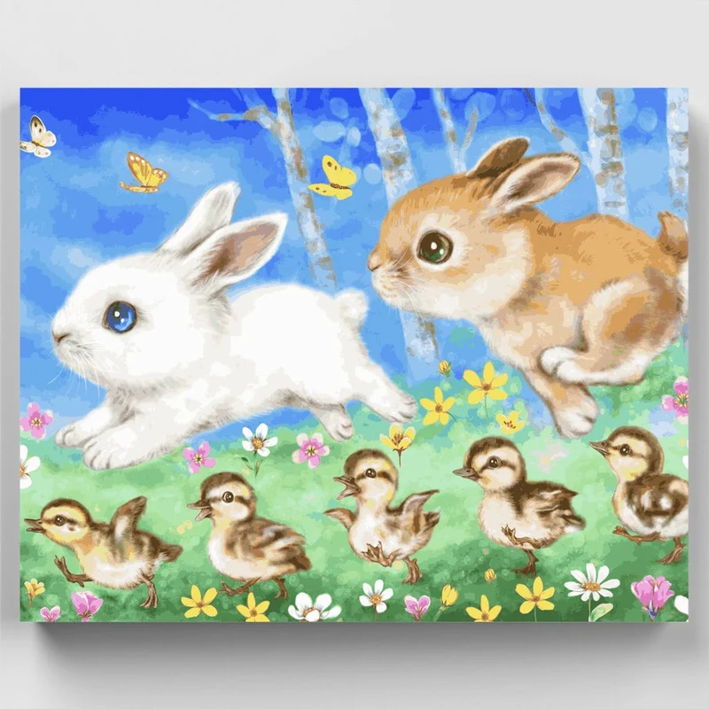 Bunnies and Ducklings - Paint by Numbers Kit