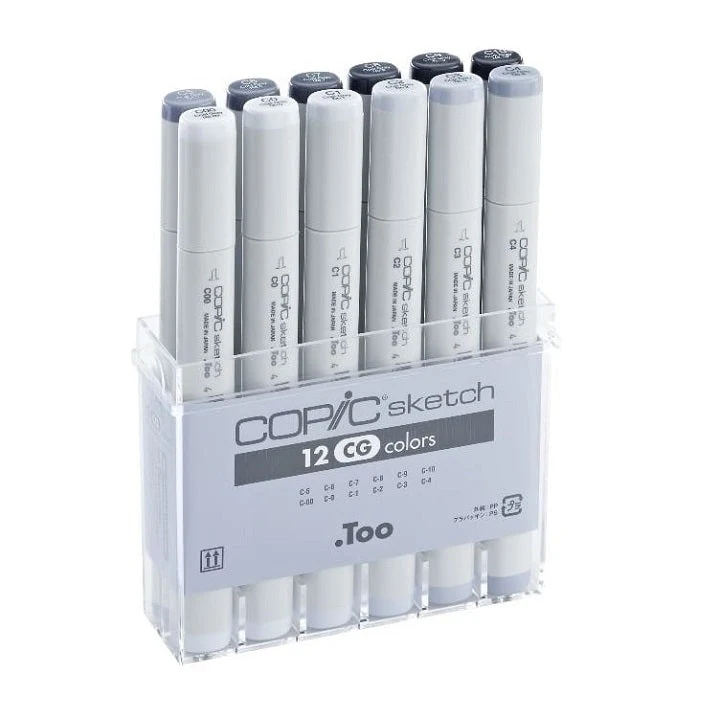 COPIC Sketch Cool Gray Markers, Set of 12