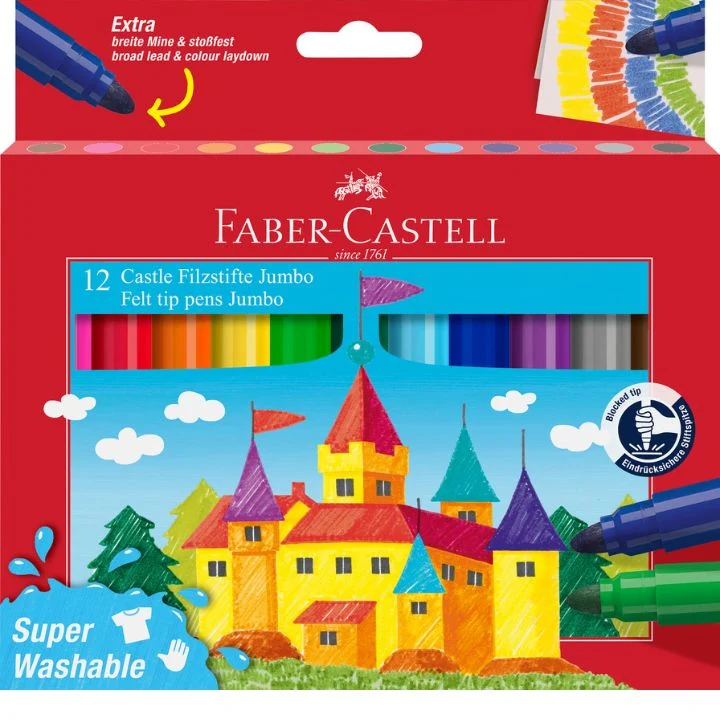 Jumbo Fiber Markers, Set of 12 Colors