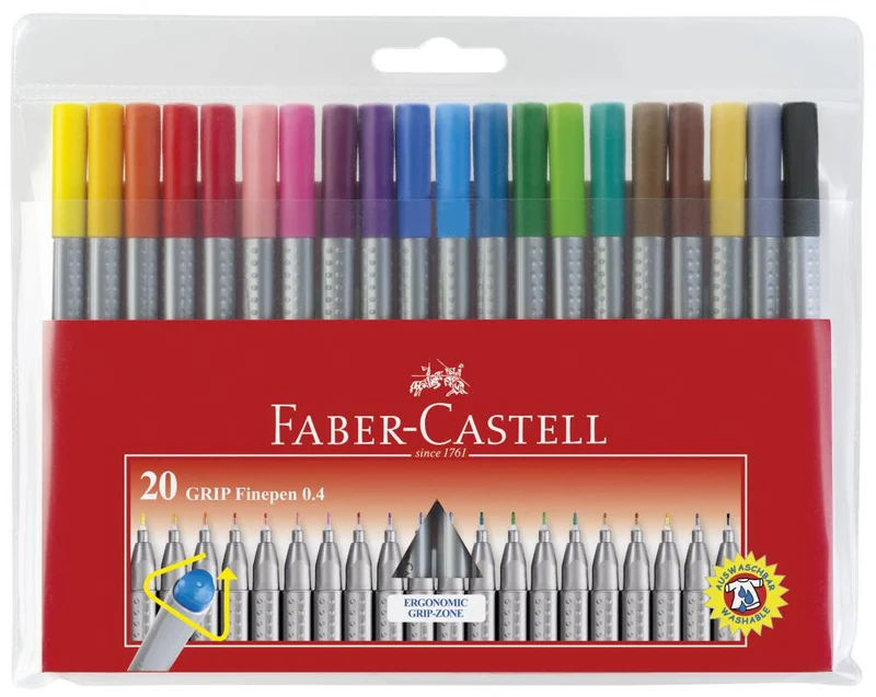 Gripfinepen 0.4 mm Markers, Set of 20 Colors