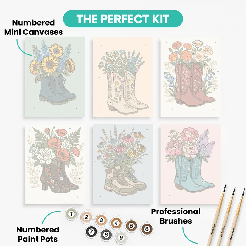 Boots in Bloom - Mini Paint by Numbers Set