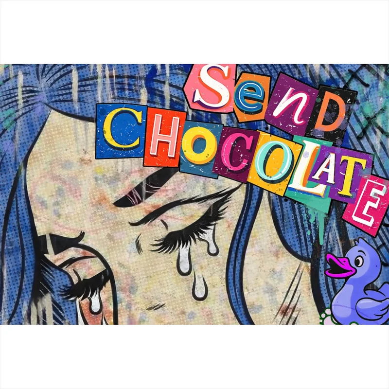 Aluminiumbild Tränen Frau Send Chocolate Querformat