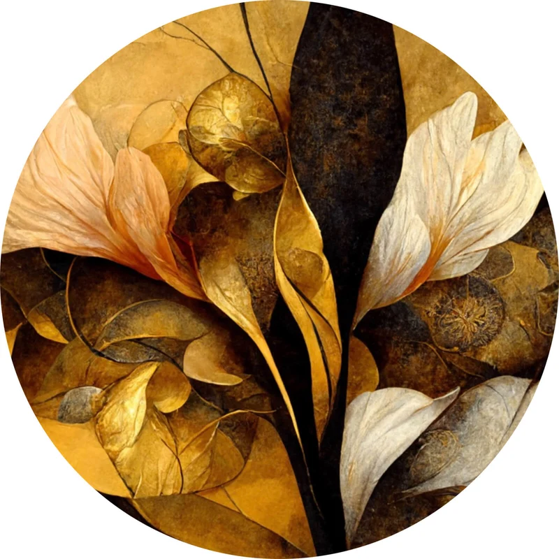 Aluminiumbild gebürstet Edle herbstliche Blumenblätter Kreis
