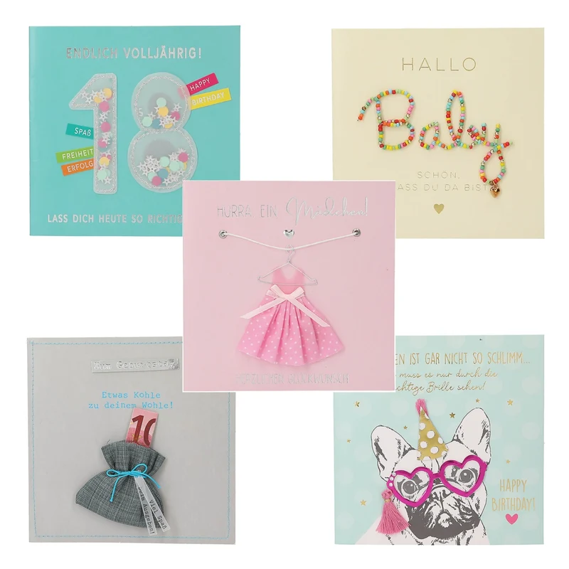 DEPESCHE Paper Love Klappkarten - Quadratische Grußkarten mit handgemachten Accessoires