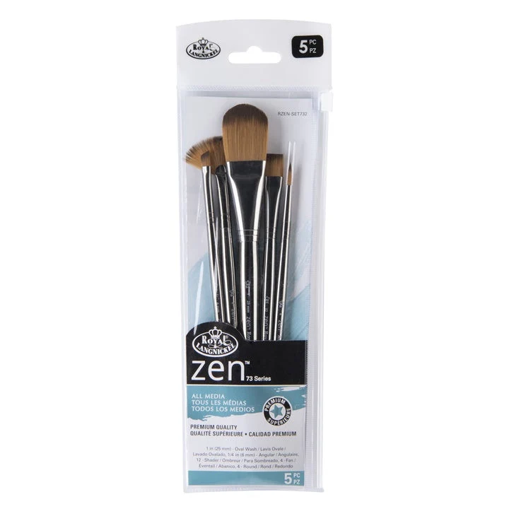 Royal and Langnickel Zen 73 Set of Various Oval Brushes, Set of 5