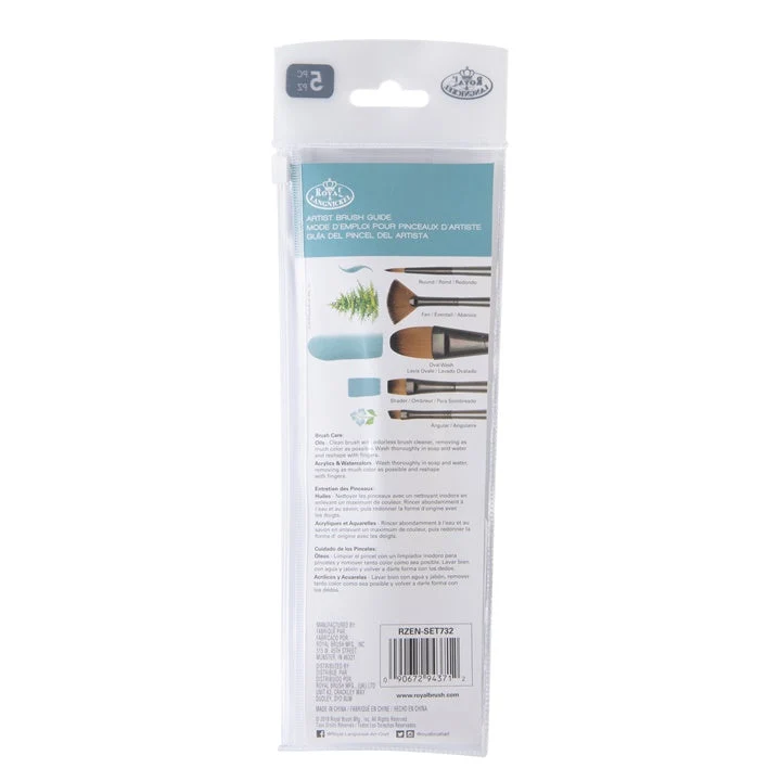 Royal and Langnickel Zen 73 Set of Various Oval Brushes, Set of 5