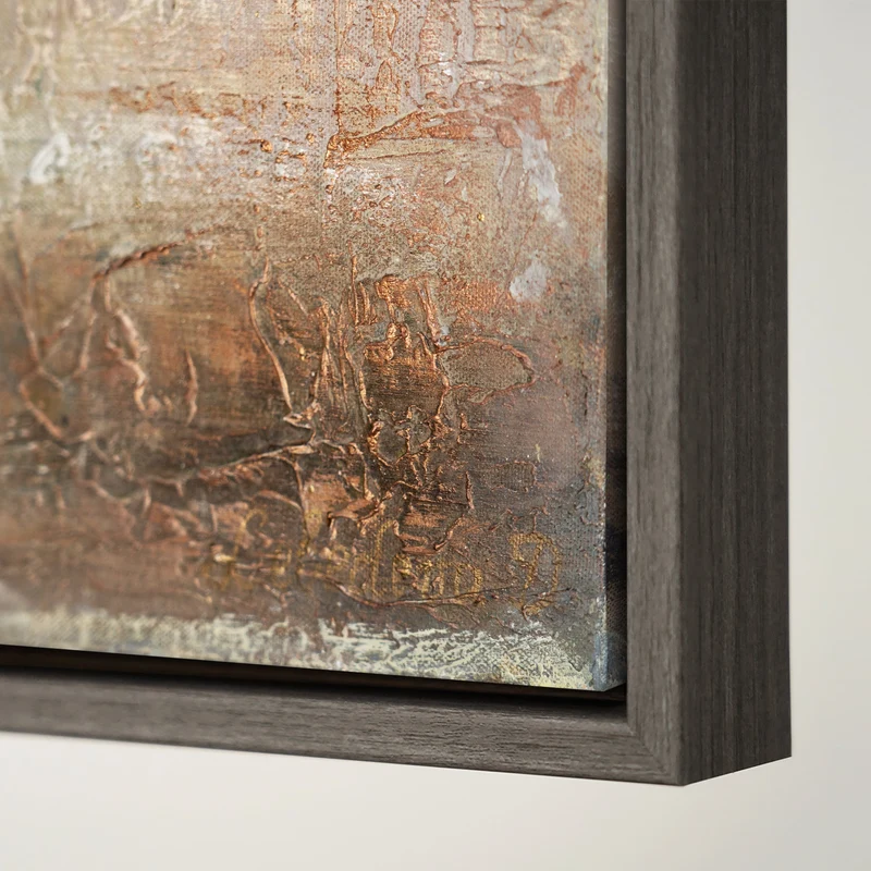 Gemalte Bilder Landschaft "Goldbaum" mit Rahmen moderne Bilder