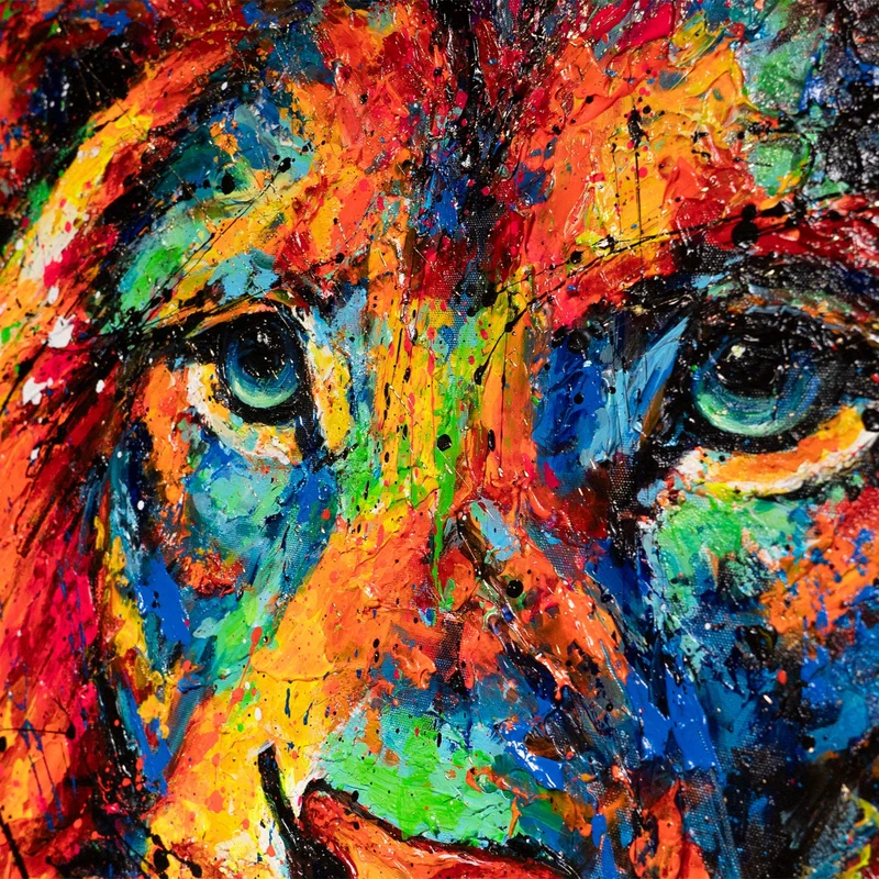 Abstraktes Gemälde auf Leinwand – Handgemalte Kunst mit Rahmen „König der Farben“