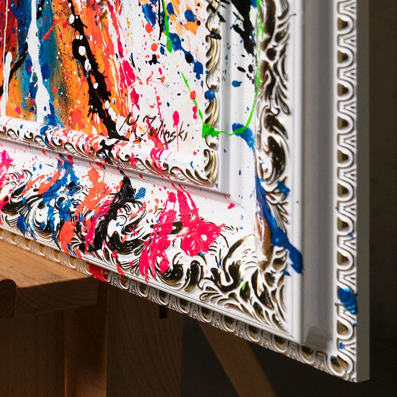 Abstraktes Gemälde auf Leinwand – Handgemalte Kunst mit Rahmen „König der Farben“