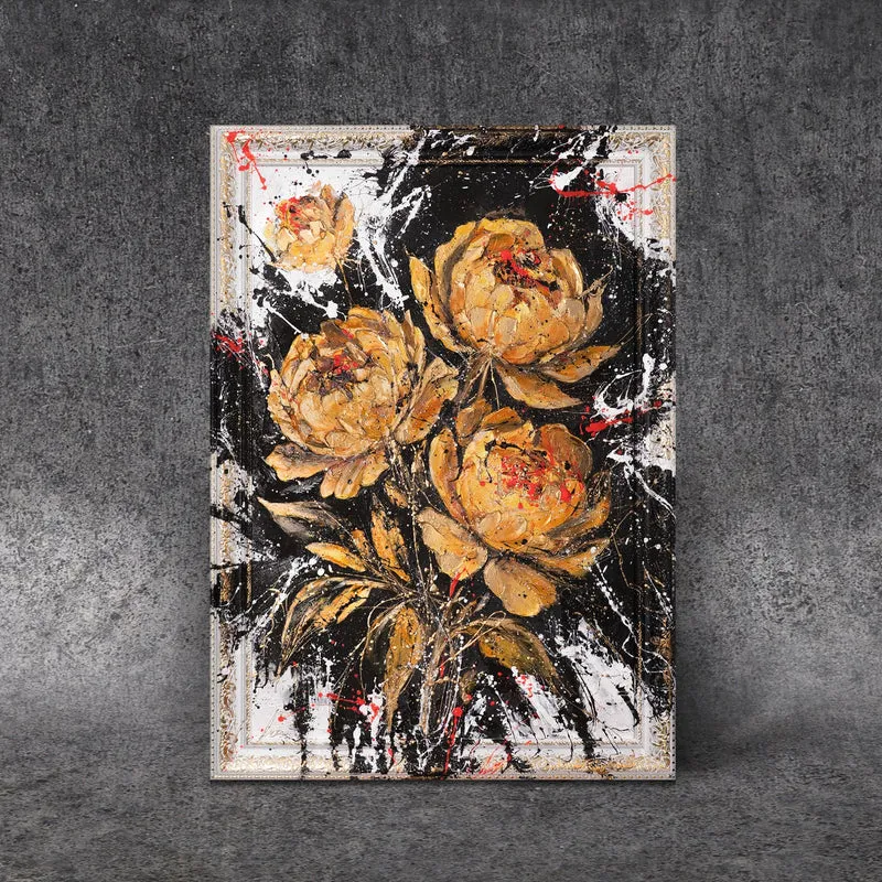 Handgemaltes Acrylbild "Samtiger Glanz" mit Goldakzenten